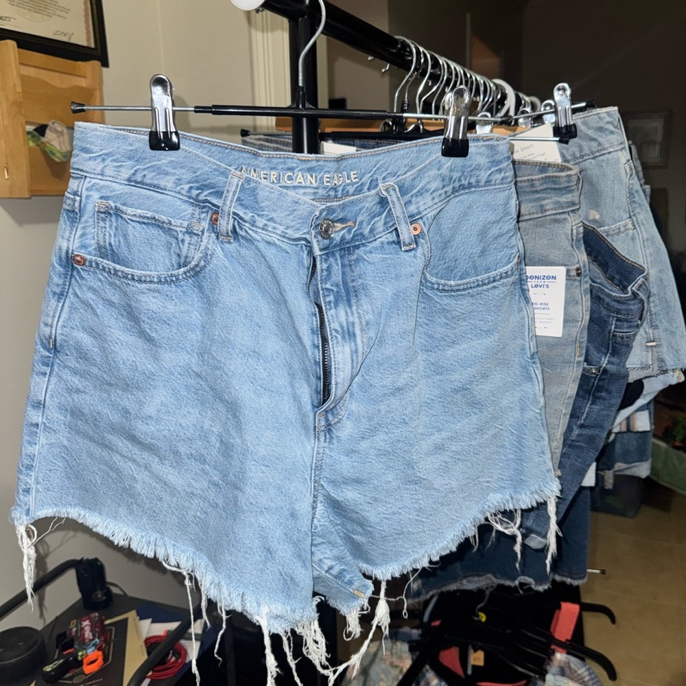 American Eagle Outfitters Frayed Hem Light Blue Jean Shorts